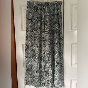 Mossimo wide leg pants, green/black/white print, XL